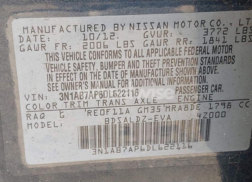 Photo 9 of 2013 Nissan Sentra SV (VIN 3N1AB7AP6DL622116)