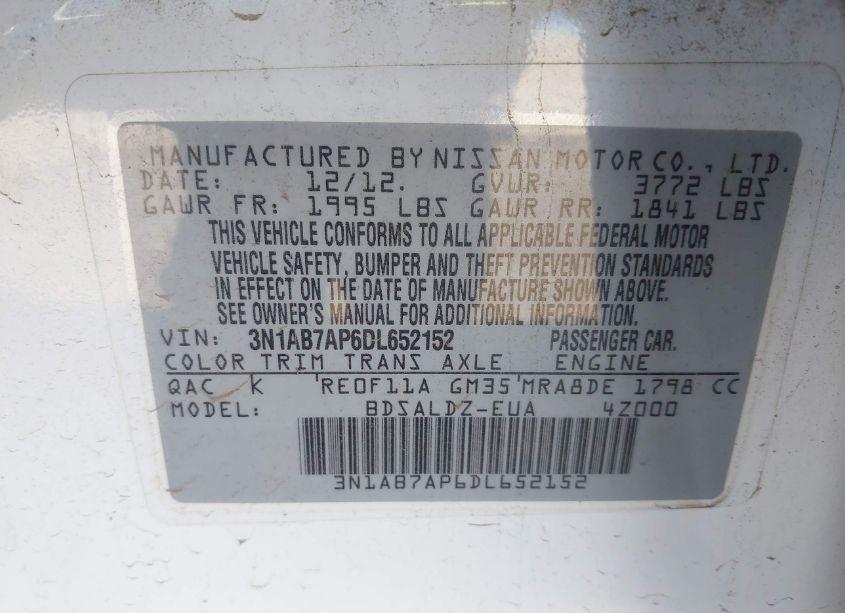 Photo 9 of 2013 Nissan Sentra SV (VIN 3N1AB7AP6DL652152)