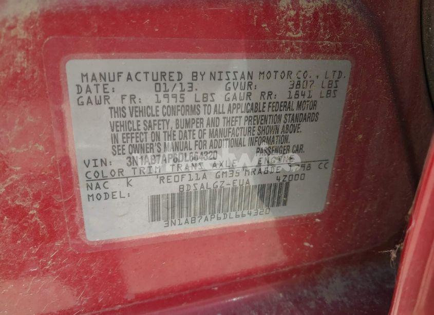 Photo 9 of 2013 Nissan Sentra SL (VIN 3N1AB7AP6DL664320)