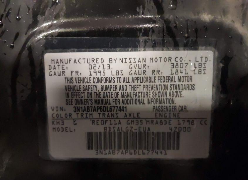 Photo 9 of 2013 Nissan Sentra SL (VIN 3N1AB7AP6DL677441)