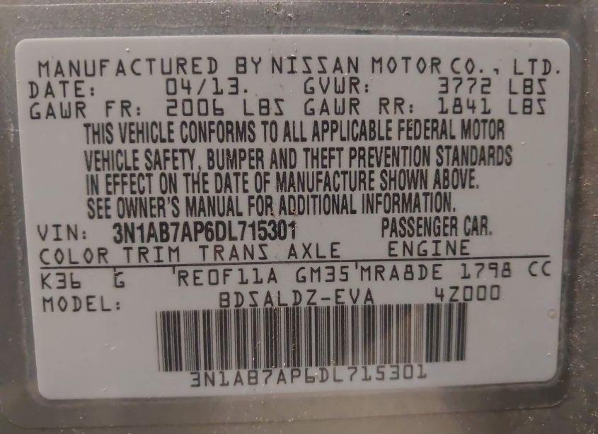 Photo 9 of 2013 Nissan Sentra SV (VIN 3N1AB7AP6DL715301)