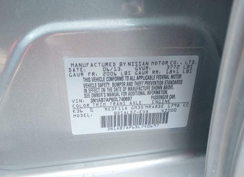 Photo 9 of 2013 Nissan Sentra SV (VIN 3N1AB7AP6DL740697)