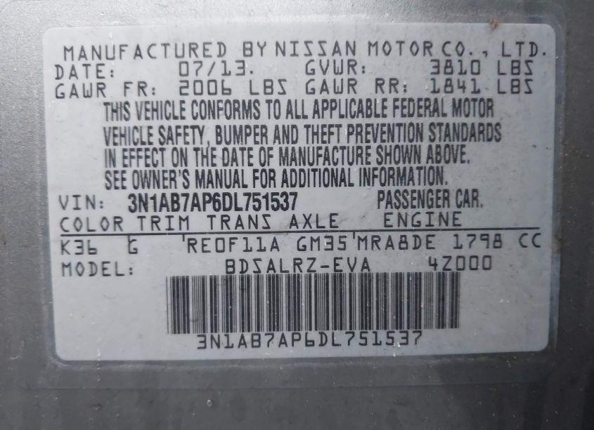 Photo 9 of 2013 Nissan Sentra SR (VIN 3N1AB7AP6DL751537)