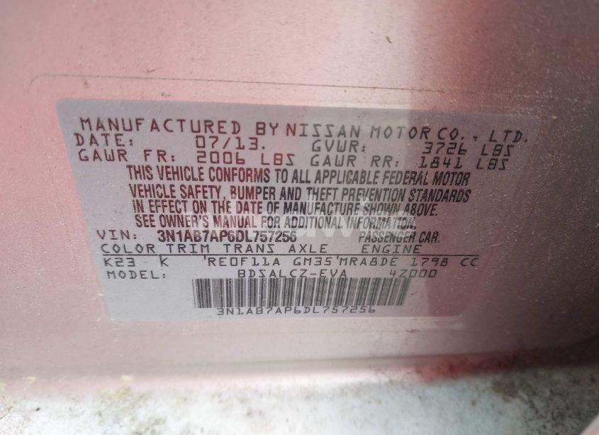 Photo 9 of 2013 Nissan Sentra S (VIN 3N1AB7AP6DL757256)