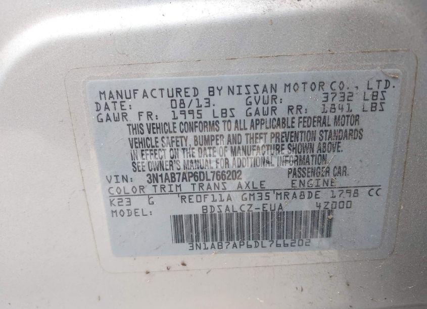 Photo 9 of 2013 Nissan Sentra S (VIN 3N1AB7AP6DL766202)