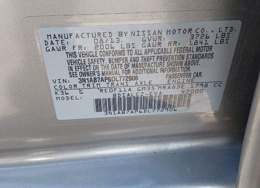 Photo 9 of 2013 Nissan Sentra S (VIN 3N1AB7AP6DL772906)