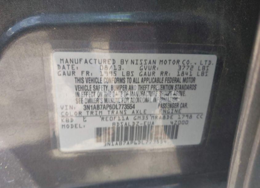Photo 9 of 2013 Nissan Sentra SV (VIN 3N1AB7AP6DL773554)