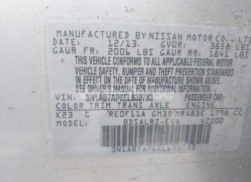 Photo 9 of 2014 Nissan Sentra SR (VIN 3N1AB7AP6EL630783)