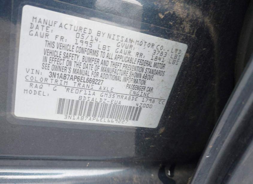 Photo 9 of 2014 Nissan Sentra SV (VIN 3N1AB7AP6EL669227)