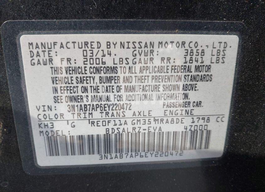 Photo 9 of 2014 Nissan Sentra SR (VIN 3N1AB7AP6EY220472)