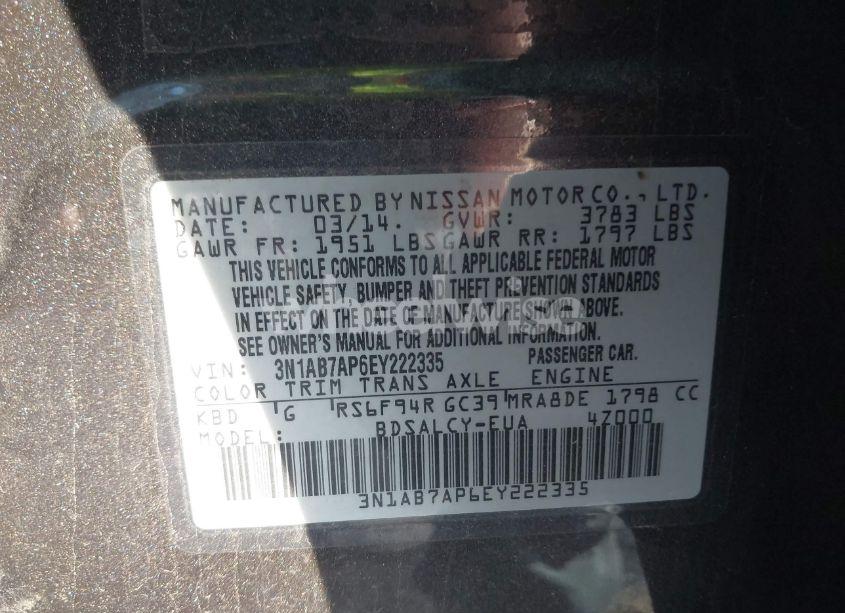 Photo 9 of 2014 Nissan Sentra S (VIN 3N1AB7AP6EY222335)