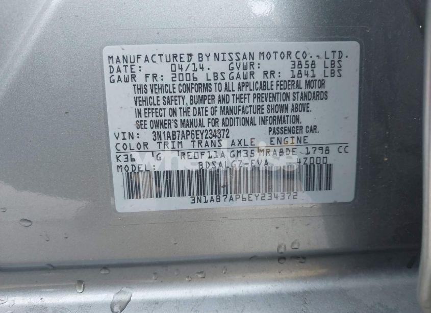 Photo 9 of 2014 Nissan Sentra SL (VIN 3N1AB7AP6EY234372)