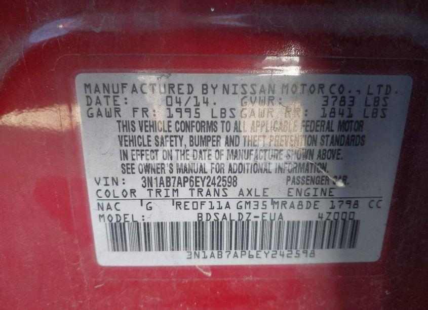 Photo 9 of 2014 Nissan Sentra SV (VIN 3N1AB7AP6EY242598)