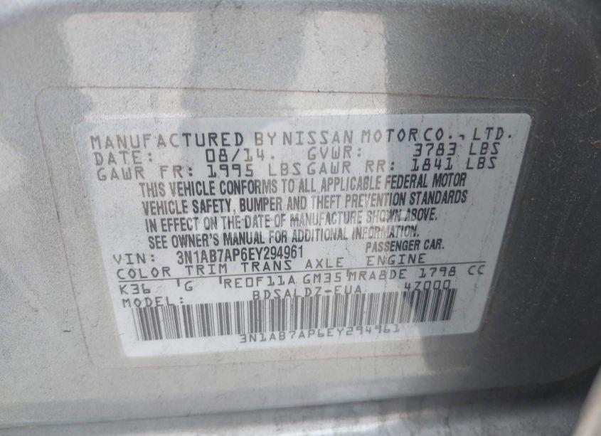 Photo 9 of 2014 Nissan Sentra SV (VIN 3N1AB7AP6EY294961)