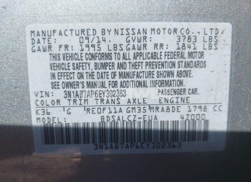Photo 9 of 2014 Nissan Sentra S (VIN 3N1AB7AP6EY302363)