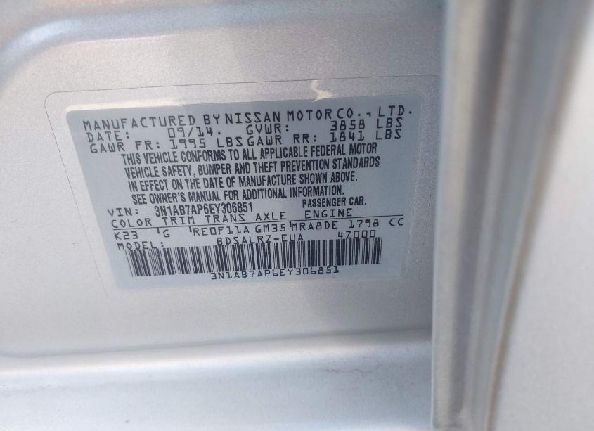 Photo 9 of 2014 Nissan Sentra SR (VIN 3N1AB7AP6EY306851)