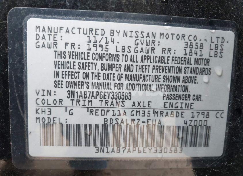 Photo 9 of 2014 Nissan Sentra SR (VIN 3N1AB7AP6EY330583)