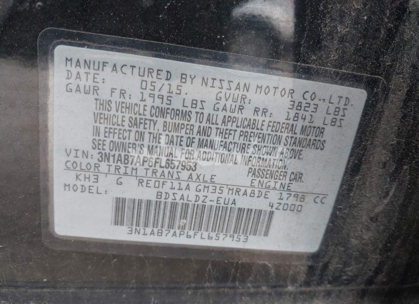 Photo 11 of 2015 Nissan Sentra SV (VIN 3N1AB7AP6FL657953)