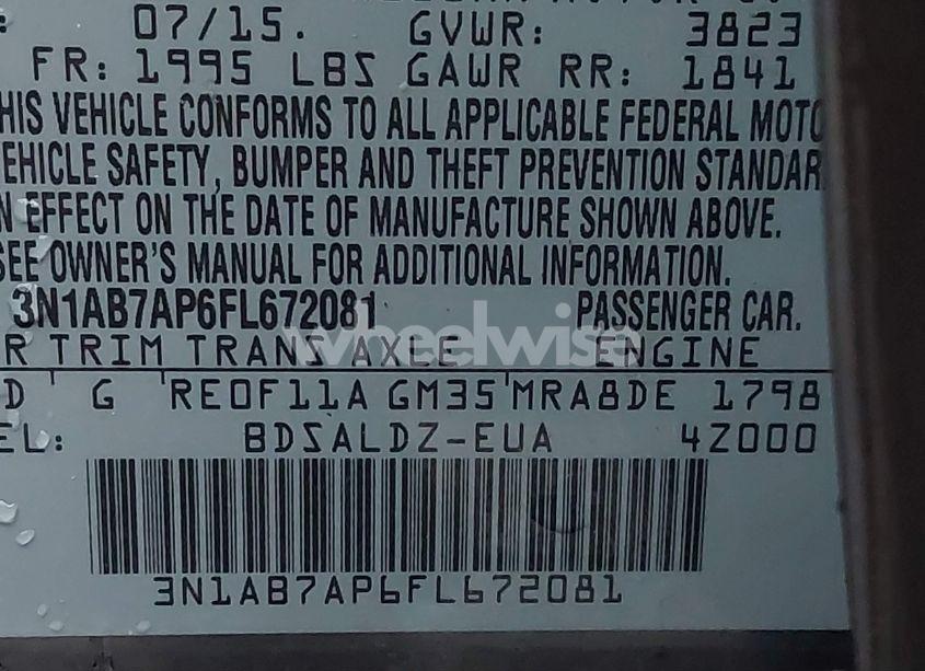 Photo 9 of 2015 Nissan Sentra SV (VIN 3N1AB7AP6FL672081)