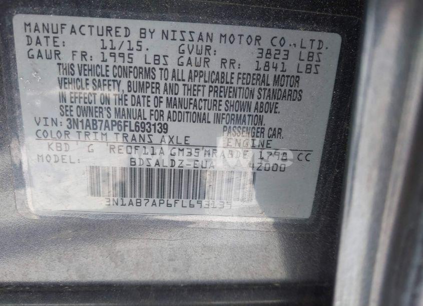 Photo 9 of 2015 Nissan Sentra SV (VIN 3N1AB7AP6FL693139)