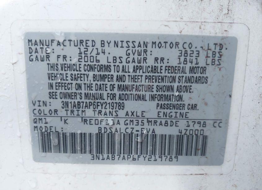 Photo 9 of 2015 Nissan Sentra S (VIN 3N1AB7AP6FY219789)