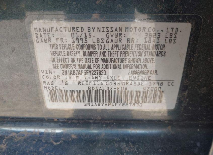 Photo 9 of 2015 Nissan Sentra SV (VIN 3N1AB7AP6FY227830)