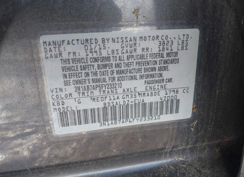 Photo 9 of 2015 Nissan Sentra SV (VIN 3N1AB7AP6FY233210)