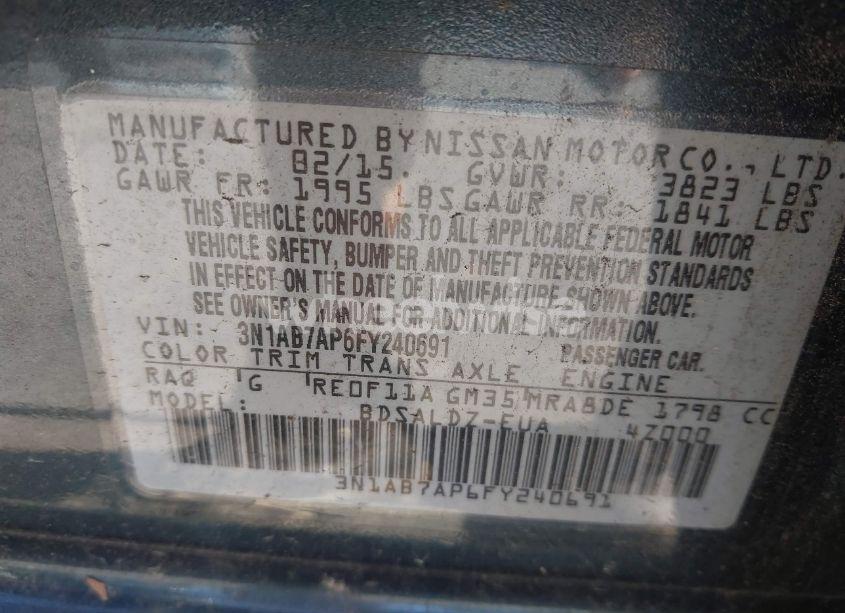 Photo 9 of 2015 Nissan Sentra SV (VIN 3N1AB7AP6FY240691)