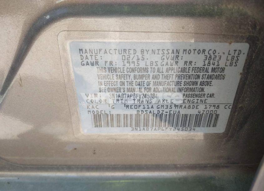 Photo 9 of 2015 Nissan Sentra SV (VIN 3N1AB7AP6FY245034)