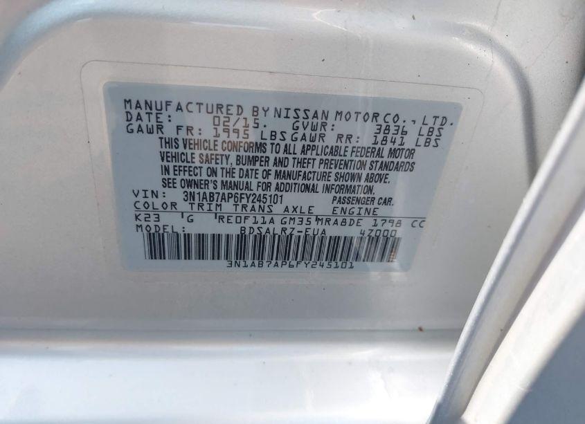 Photo 9 of 2015 Nissan Sentra SR (VIN 3N1AB7AP6FY245101)