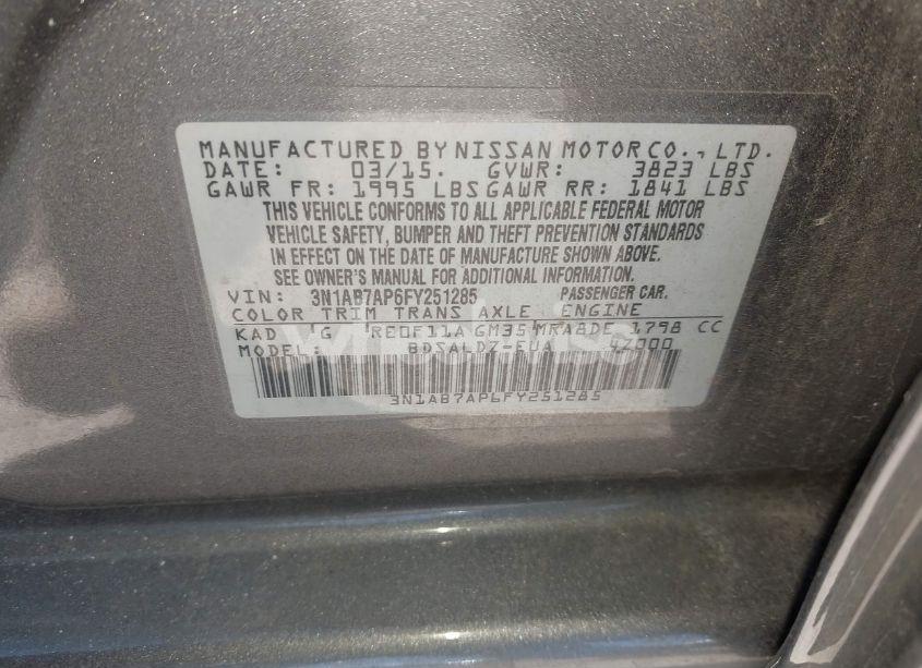 Photo 9 of 2015 Nissan Sentra SV (VIN 3N1AB7AP6FY251285)