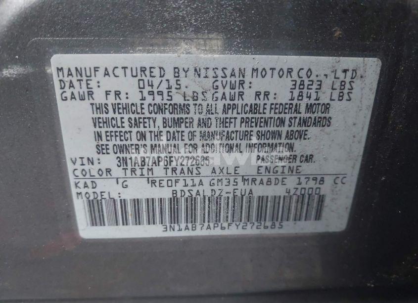 Photo 9 of 2015 Nissan Sentra SV (VIN 3N1AB7AP6FY272685)
