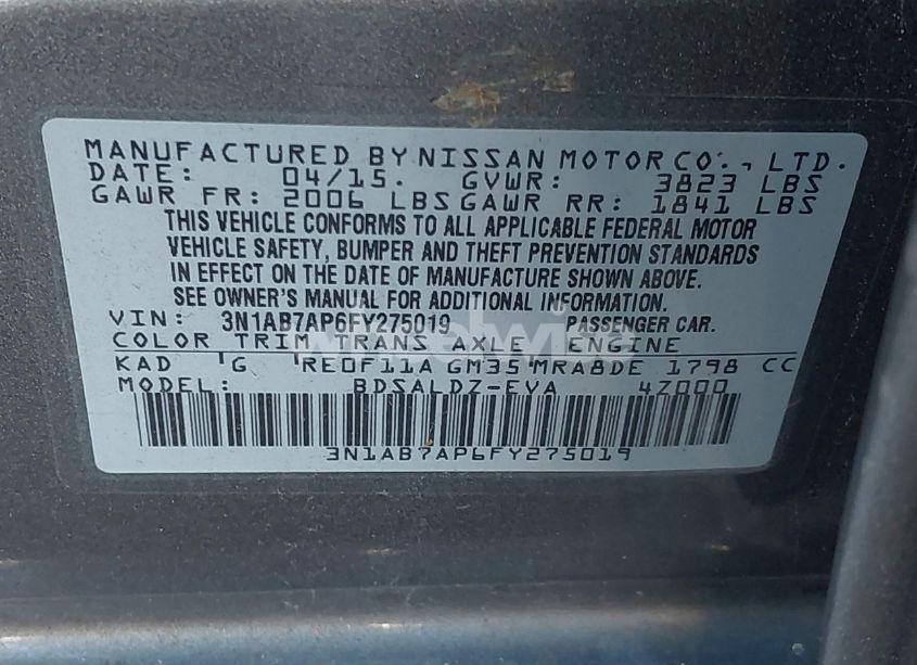 Photo 9 of 2015 Nissan Sentra SV (VIN 3N1AB7AP6FY275019)