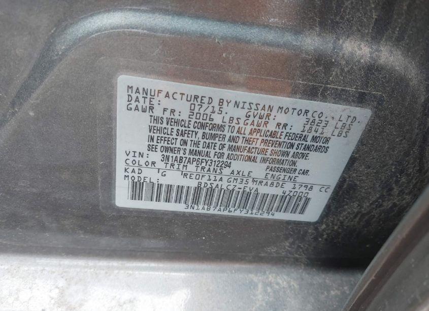 Photo 9 of 2015 Nissan Sentra S (VIN 3N1AB7AP6FY312294)