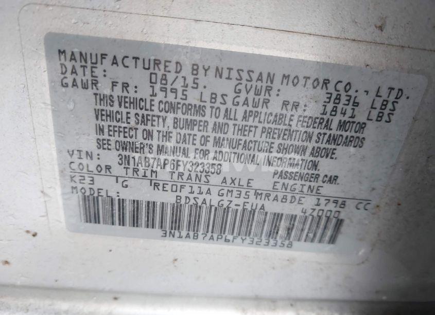 Photo 9 of 2015 Nissan Sentra SL (VIN 3N1AB7AP6FY323358)