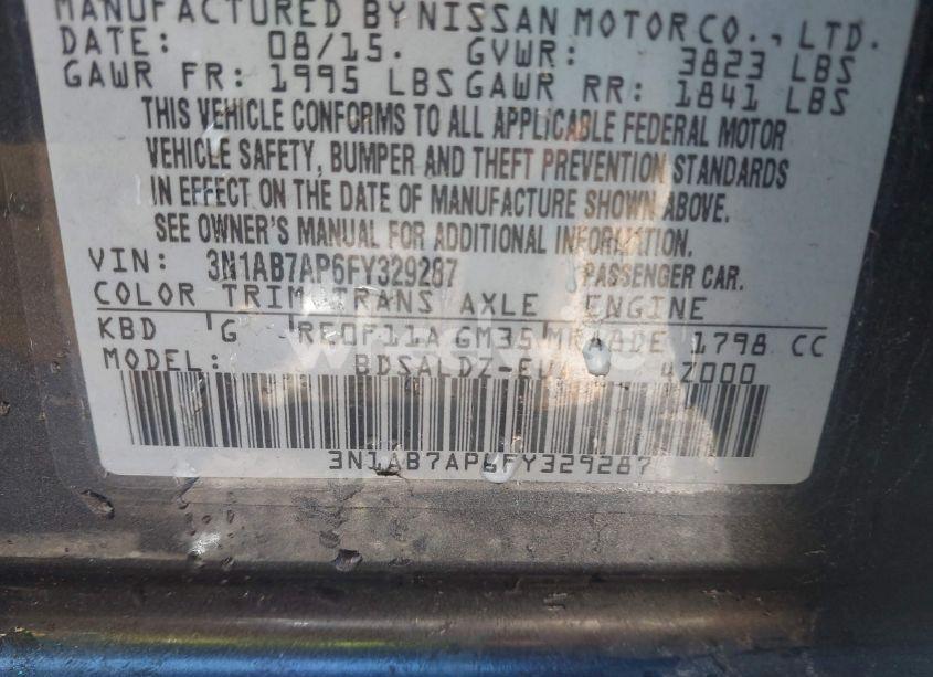 Photo 9 of 2015 Nissan Sentra SV (VIN 3N1AB7AP6FY329287)
