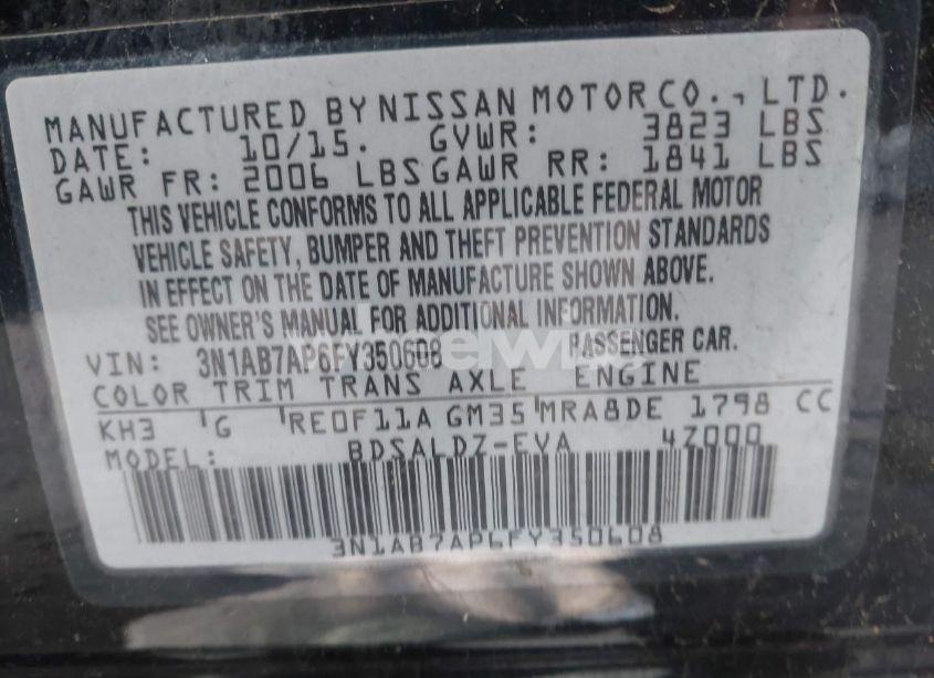 Photo 9 of 2015 Nissan Sentra SV (VIN 3N1AB7AP6FY350608)
