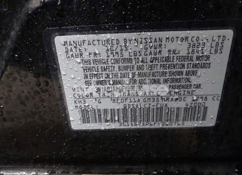 Photo 9 of 2015 Nissan Sentra S (VIN 3N1AB7AP6FY360765)