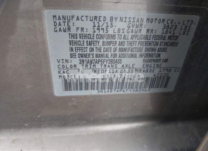 Photo 9 of 2015 Nissan Sentra SV (VIN 3N1AB7AP6FY380465)