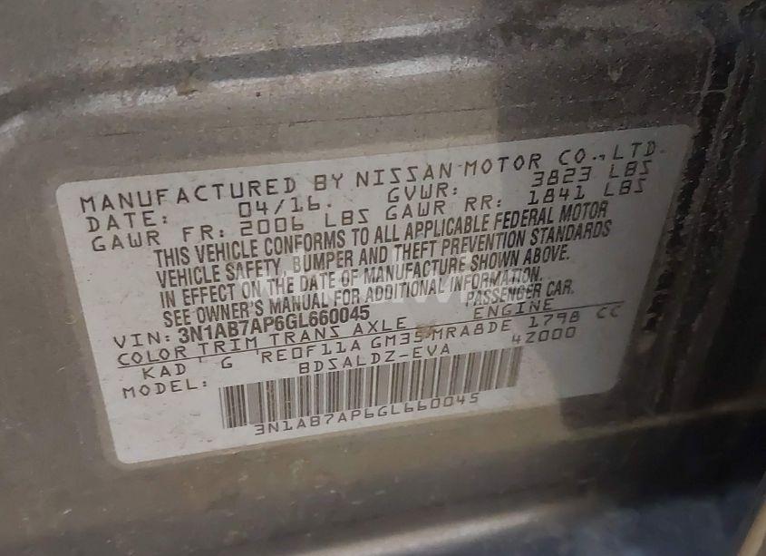 Photo 9 of 2016 Nissan Sentra SV (VIN 3N1AB7AP6GL660045)