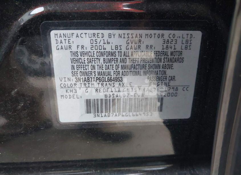 Photo 9 of 2016 Nissan Sentra SV (VIN 3N1AB7AP6GL664953)