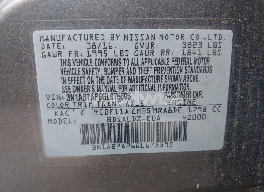 Photo 9 of 2016 Nissan Sentra SV (VIN 3N1AB7AP6GL675595)