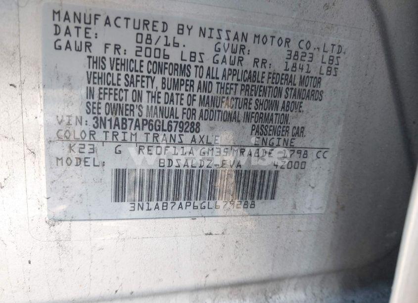 Photo 9 of 2016 Nissan Sentra SV (VIN 3N1AB7AP6GL679288)