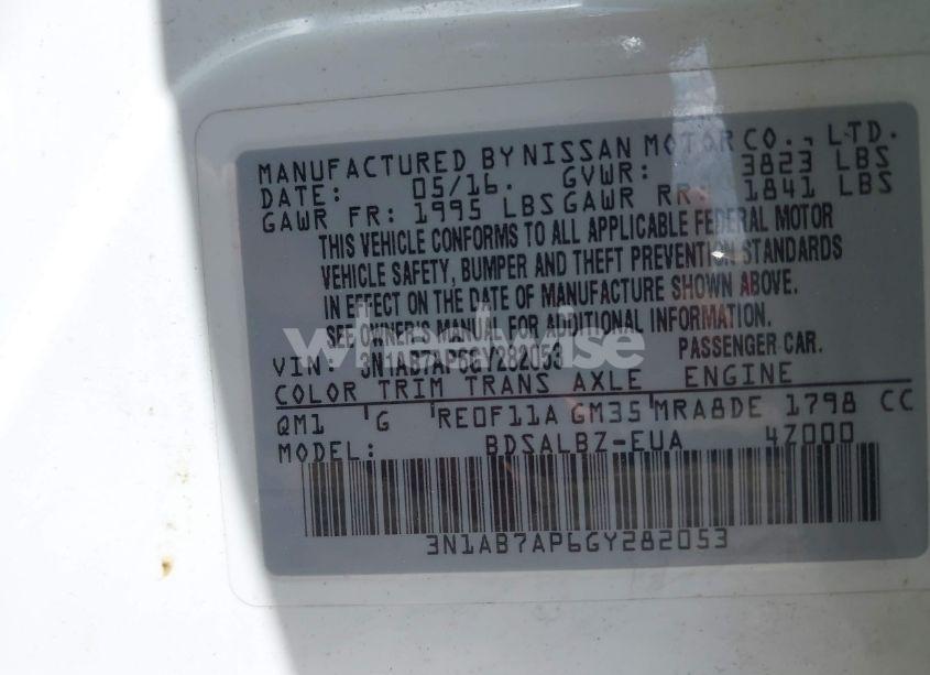 Photo 9 of 2016 Nissan Sentra FE+ S/S/SL/SR/SV (VIN 3N1AB7AP6GY282053)