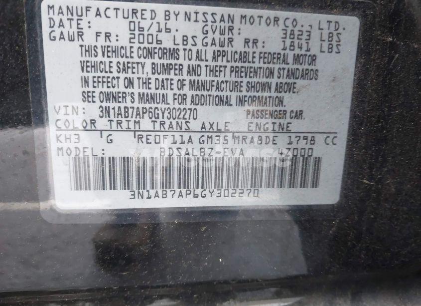 Photo 9 of 2016 Nissan Sentra S (VIN 3N1AB7AP6GY302270)