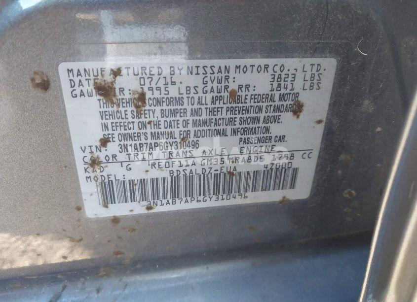 Photo 9 of 2016 Nissan Sentra FE+ S/S/SL/SR/SV (VIN 3N1AB7AP6GY310496)