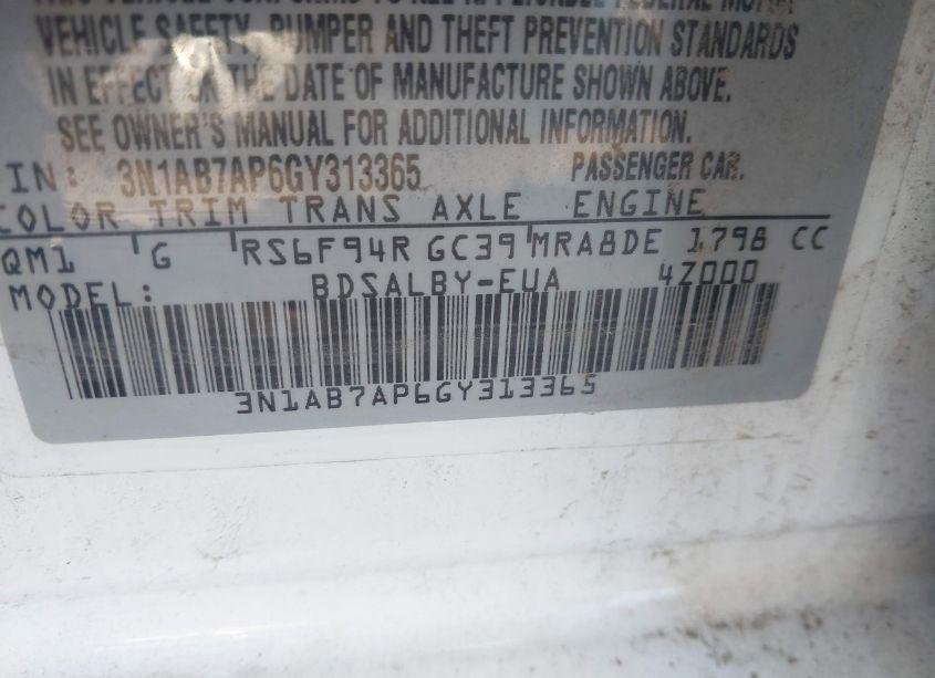 Photo 9 of 2016 Nissan Sentra S (VIN 3N1AB7AP6GY313365)