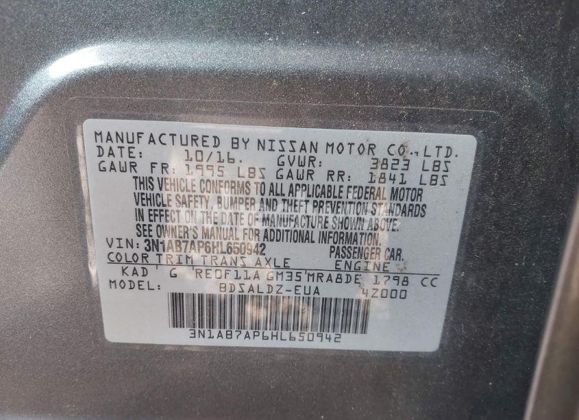 Photo 9 of 2017 Nissan Sentra SV (VIN 3N1AB7AP6HL650942)