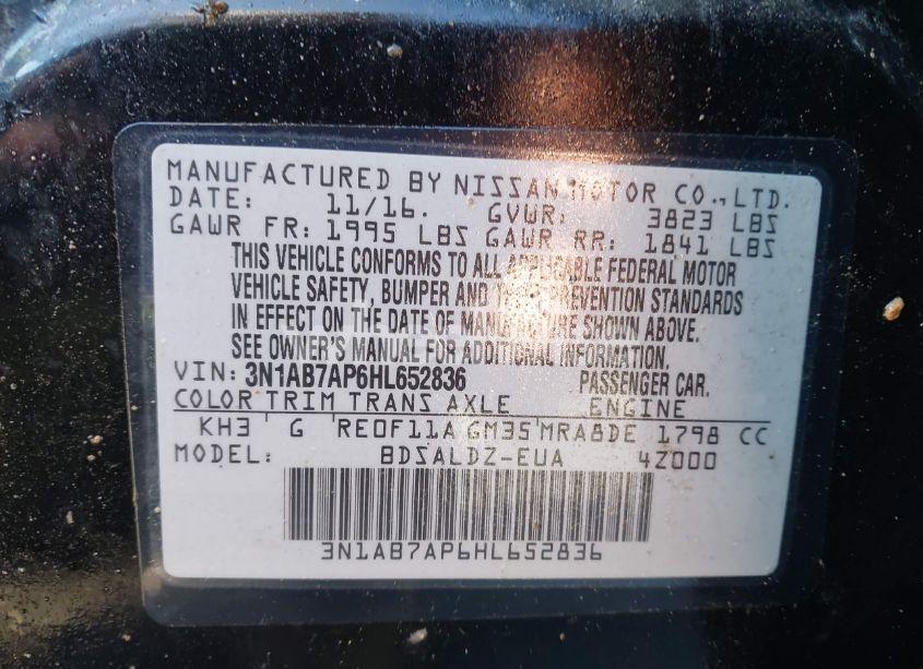 Photo 9 of 2017 Nissan Sentra SV (VIN 3N1AB7AP6HL652836)