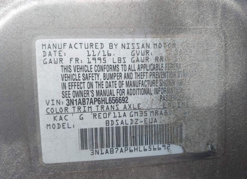 Photo 9 of 2017 Nissan Sentra SV (VIN 3N1AB7AP6HL656692)